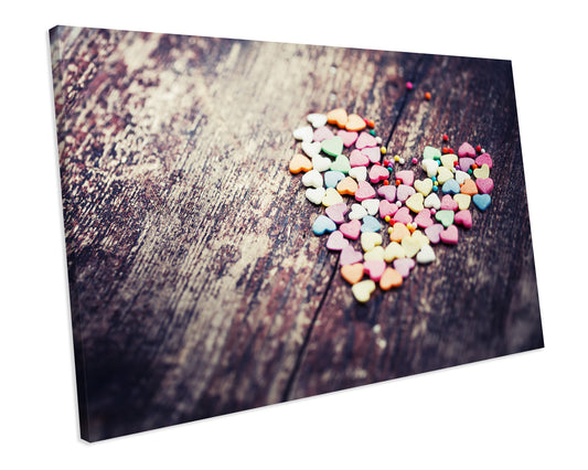 Shabby Chic Love Heart Bedroom Canvas Print Framed Wall Art
