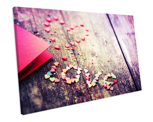 Shabby Chic Love Heart Bedroom Canvas Print Framed Wall Art