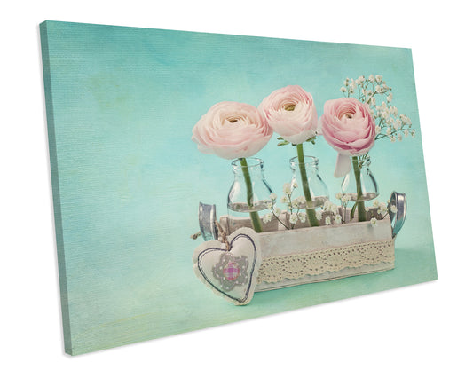 Cute Shabby Chic Floral Canvas Print Framed Wall Art