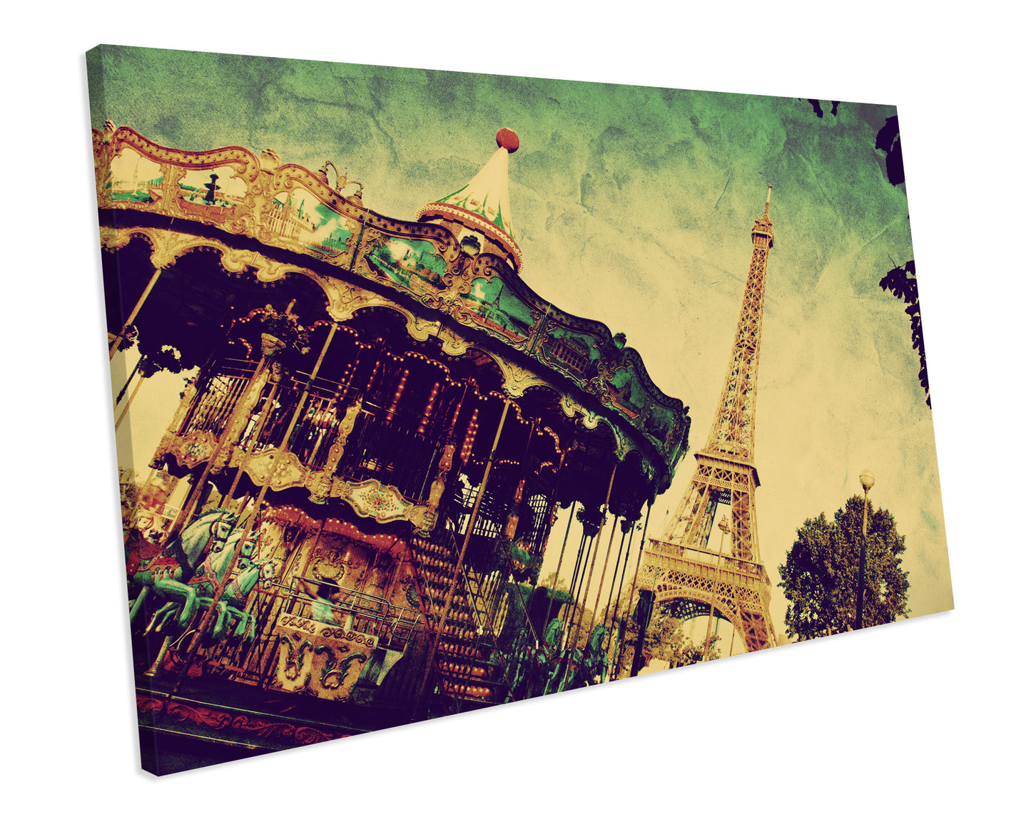 Shabby Chic Carousel Paris Canvas Print Framed Wall Art