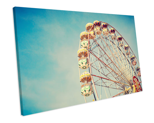 Pastel Shabby Chic Big Wheel CANVAS PRINT Framed Wall Art