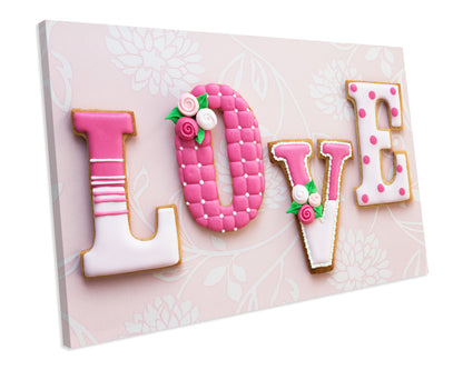 Cute Love Shabby Chic Biscuits CANVAS PRINT Framed Wall Art