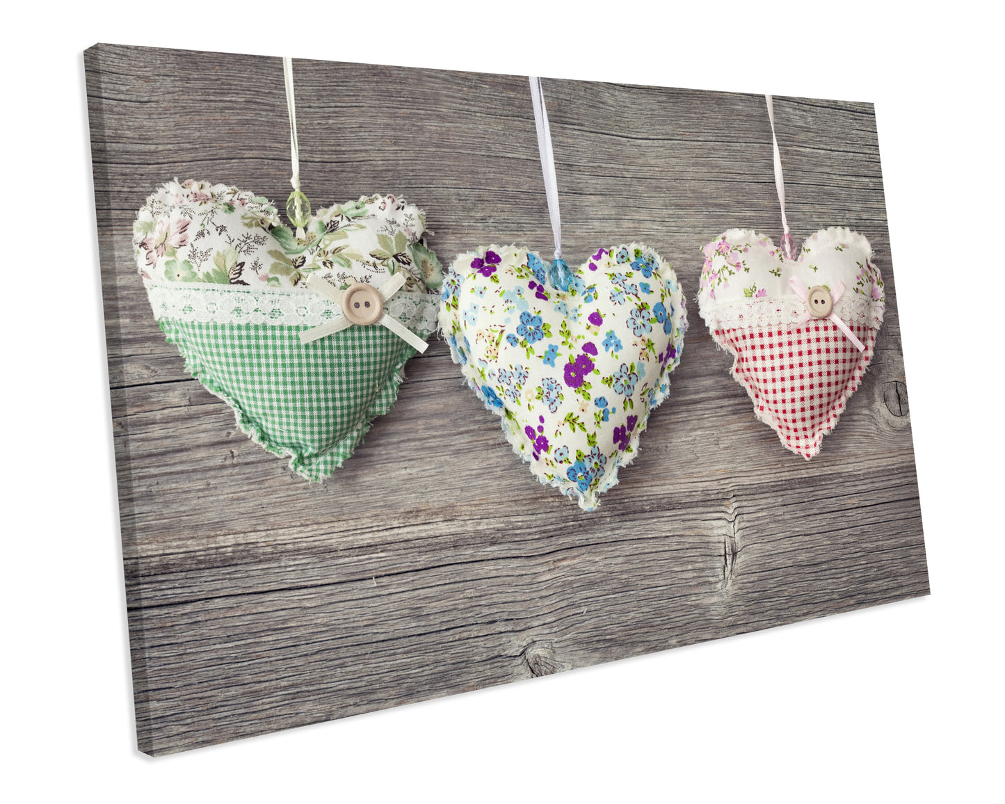 Love Hearts Shabby Chic CANVAS PRINT Framed Wall Art