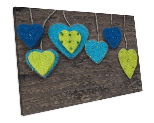 Love Hearts Shabby Chic CANVAS PRINT Framed Wall Art