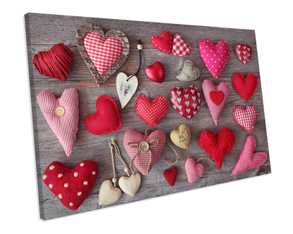 Shabby Chic Love Hearts CANVAS PRINT Framed Wall Art