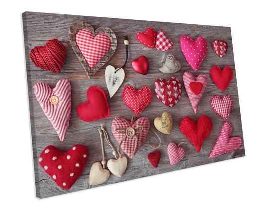 Shabby Chic Love Hearts CANVAS PRINT Framed Wall Art