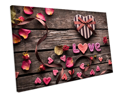 Love Petals Shabby Chic Bedroom Wall Art Canvas Print
