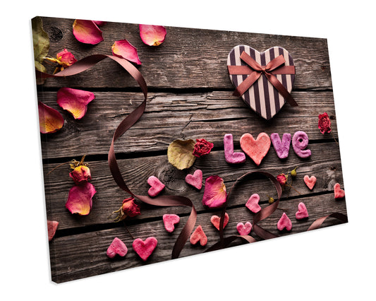 Love Petals Shabby Chic Bedroom Wall Art Canvas Print