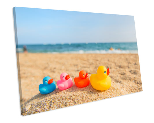 Rubber Ducks Bathroom CANVAS WALL ART Box Framed Picture