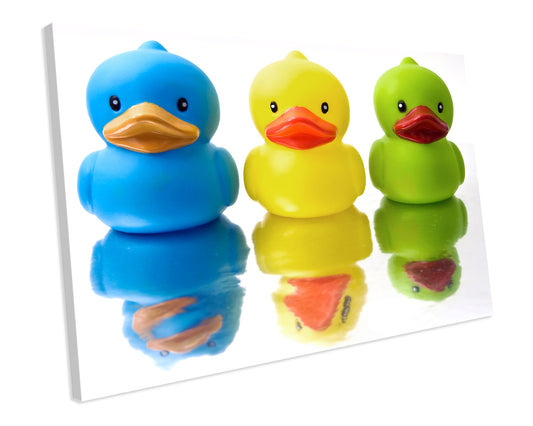 Rubber Ducks Bathroom CANVAS WALL ART Box Framed Picture