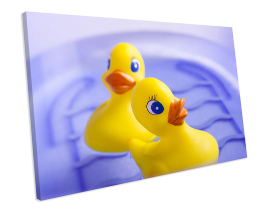 Rubber Ducks Water Bathroom CANVAS WALL ART Box Framed Picture