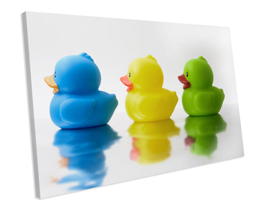 Rubber Ducks Bathroom CANVAS WALL ART Box Framed Picture