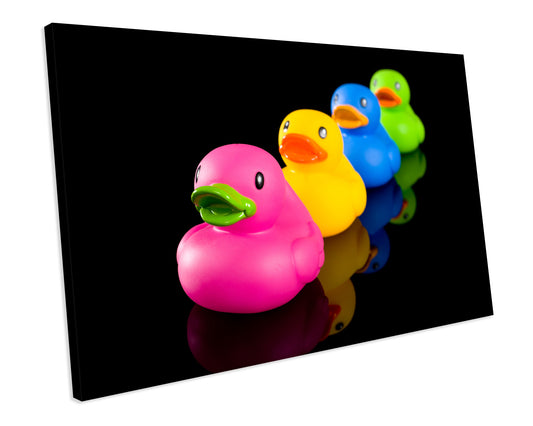 Rubber Ducks Bathroom CANVAS WALL ART Box Framed Picture