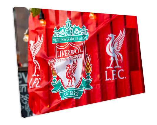 Liverpool Fc Flag Football Sport CANVAS WALL ART Box Framed Picture Print