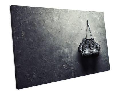 Old Boxing Gloves Vintage Sport CANVAS WALL ART Box Framed Picture Print