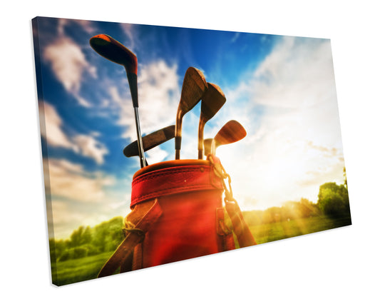 Golf Clubs Sport CANVAS WALL ART Box Framed Picture Print