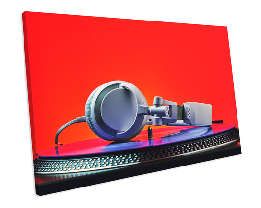 Vinyl Record Player Dj Music CANVAS WALL ART Box Framed Picture Print