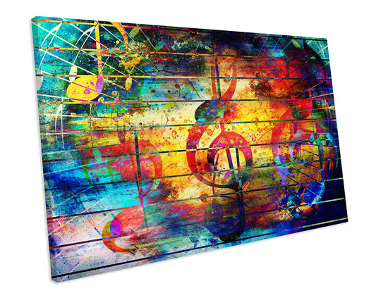 Music Note Grunge CANVAS WALL ART Box Framed Picture