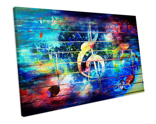 Music Note Grunge CANVAS WALL ART Box Framed Picture