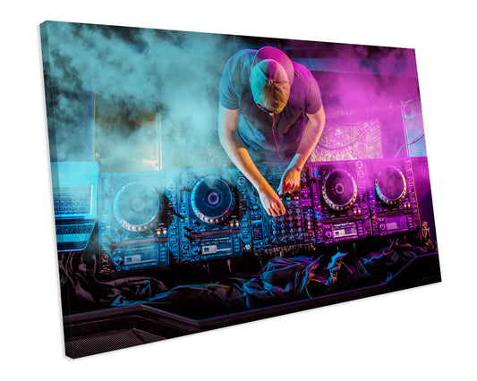 Dj Music Clubbing CANVAS WALL ART Box Framed Picture