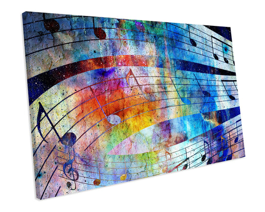 Musical Notes Melody Song Rock And Roll Jazz Music Grunge CANVAS WALL ART Box Framed Picture