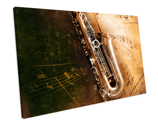 Saxophone Music Notes Classical Jazz CANVAS WALL ART Box Framed Picture