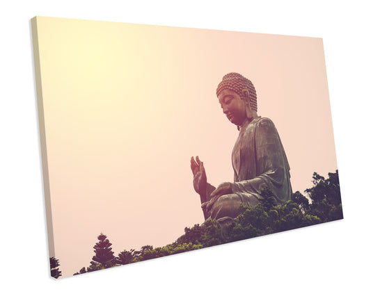 Beautiful Zen Buddha Sunset CANVAS PRINT Box Framed Wall Art Picture