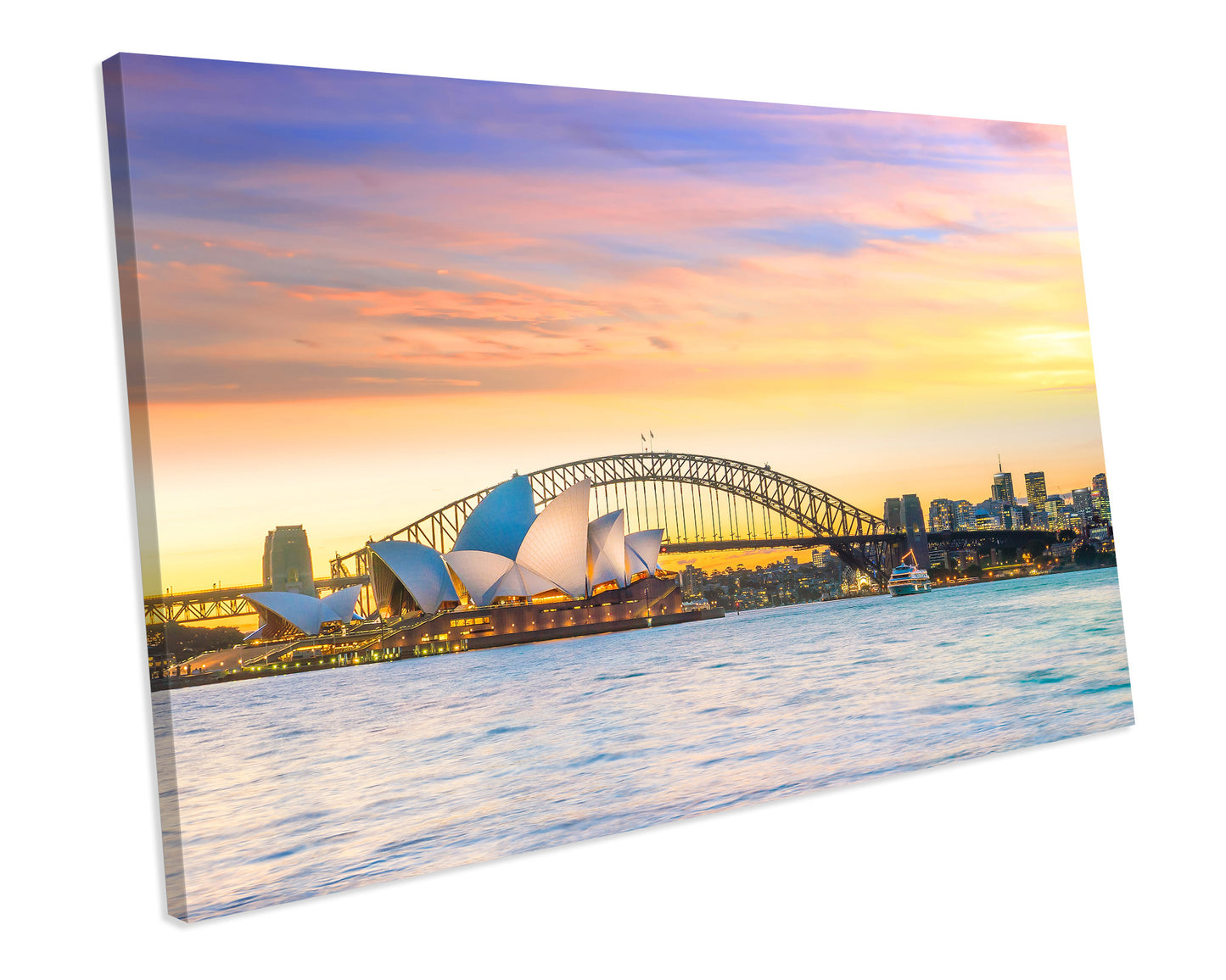 Sydney City Australia Sunset CANVAS WALL ART Box Framed Picture Printolourful