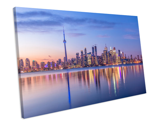 Toronto Skyline Sunset CANVAS WALL ART Box Framed Picture Printolourful