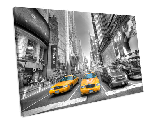 New York Yellow Taxis Cityscape CANVAS WALL ART Box Framed Picture Printolourful
