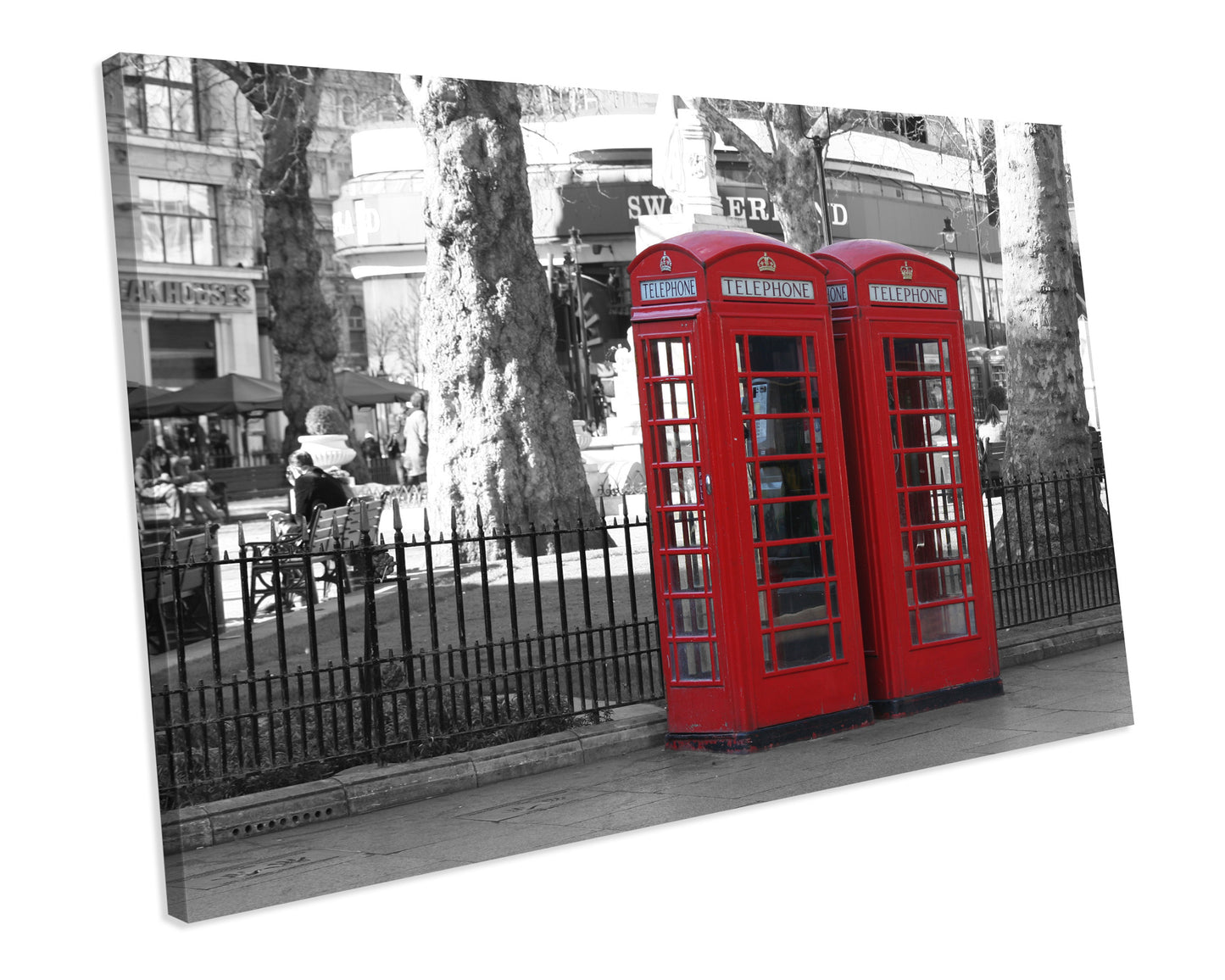Red London Telephone Box Cityscape CANVAS WALL ART Box Framed Picture Printolourful