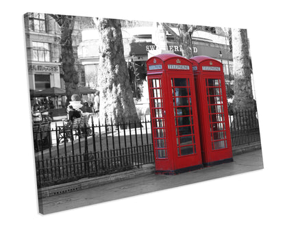 Red London Telephone Box Cityscape CANVAS WALL ART Box Framed Picture Printolourful