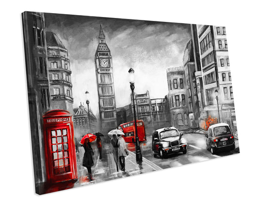 London Painting Abstract Artwork CANVAS WALL ART Box Framed Picture Print