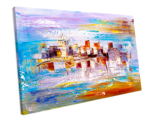 City Painting Abstract Artwork CANVAS WALL ART Box Framed Picture Printolourful