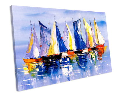 Sailing Boats Painting Abstract Artwork CANVAS WALL ART Box Framed Picture Printolourful