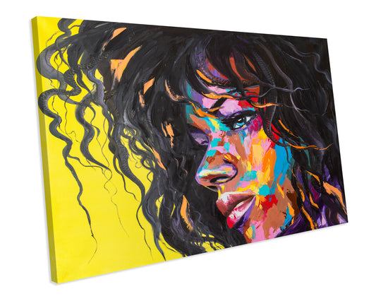 Sexy Woman Face Painting Abstract Artwork CANVAS WALL ART Box Framed Picture Printolourful