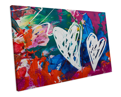 Love Heart Painting Abstract Artwork CANVAS WALL ART Box Framed Picture Printolourful