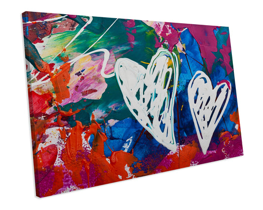 Love Heart Painting Abstract Artwork CANVAS WALL ART Box Framed Picture Printolourful