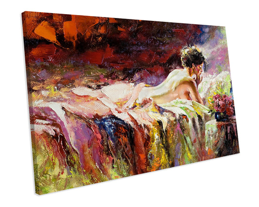Erotic Woman Painting Abstract Artwork CANVAS WALL ART Box Framed Picture Printolourful