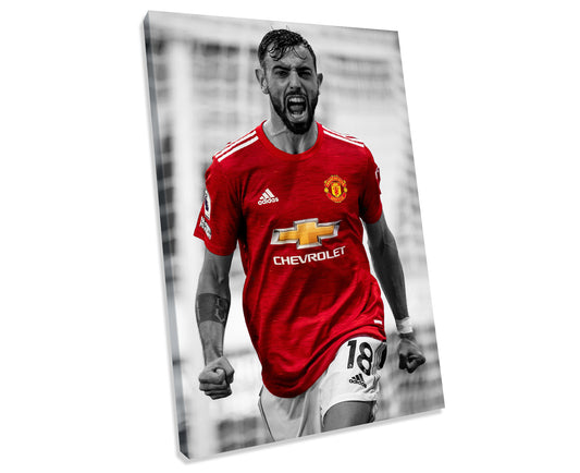 Bruno Fernandes Manchester United Football Sport CANVAS WALL ART Box Framed Picture Print