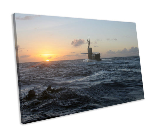 Military Submarine CANVAS WALL ART Box Framed Picture Print
